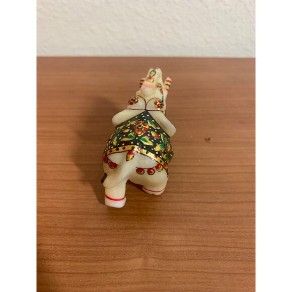 Elephant Statue White Stone Trunk Up Home Decor Figurine - Picture 4 of 7